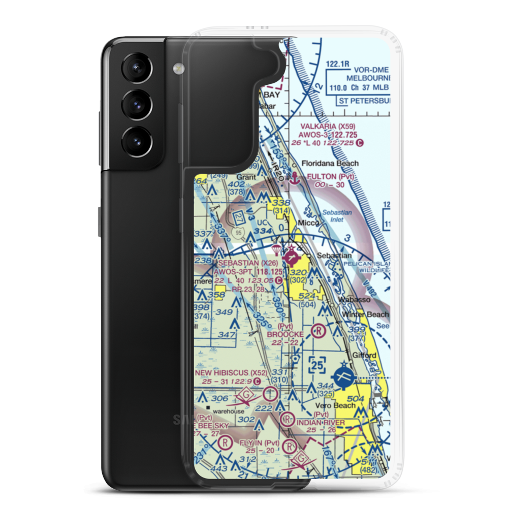 Sebastian Municipal Airport (X26) VFR Sectional Samsung Case Samsung Galaxy S21 Plus model shown