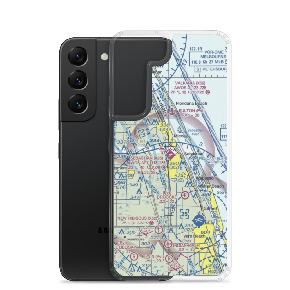 Sebastian Municipal Airport (X26) VFR Sectional Samsung Case Samsung Galaxy S22 model shown