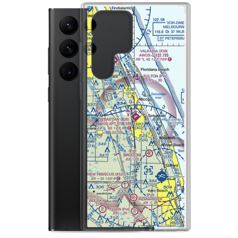 Sebastian Municipal Airport (X26) VFR Sectional Samsung Case Samsung Galaxy S22 Ultra model shown