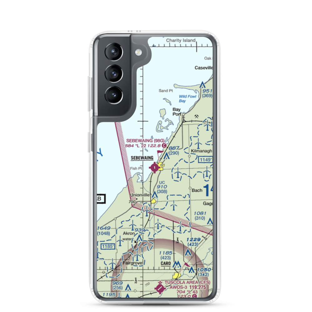 Sebewaing Township Airport (98G) VFR Sectional Samsung Case Samsung Galaxy S21 model shown