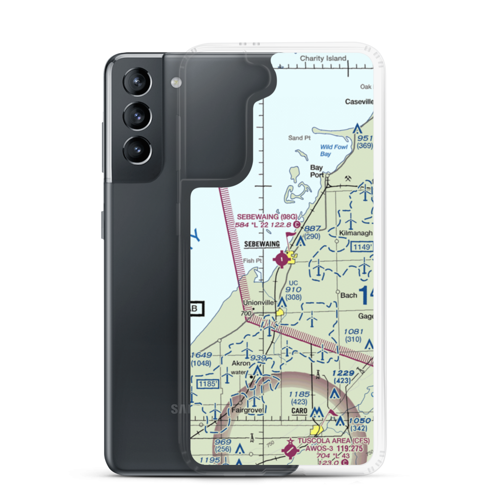 Sebewaing Township Airport (98G) VFR Sectional Samsung Case Samsung Galaxy S21 model shown