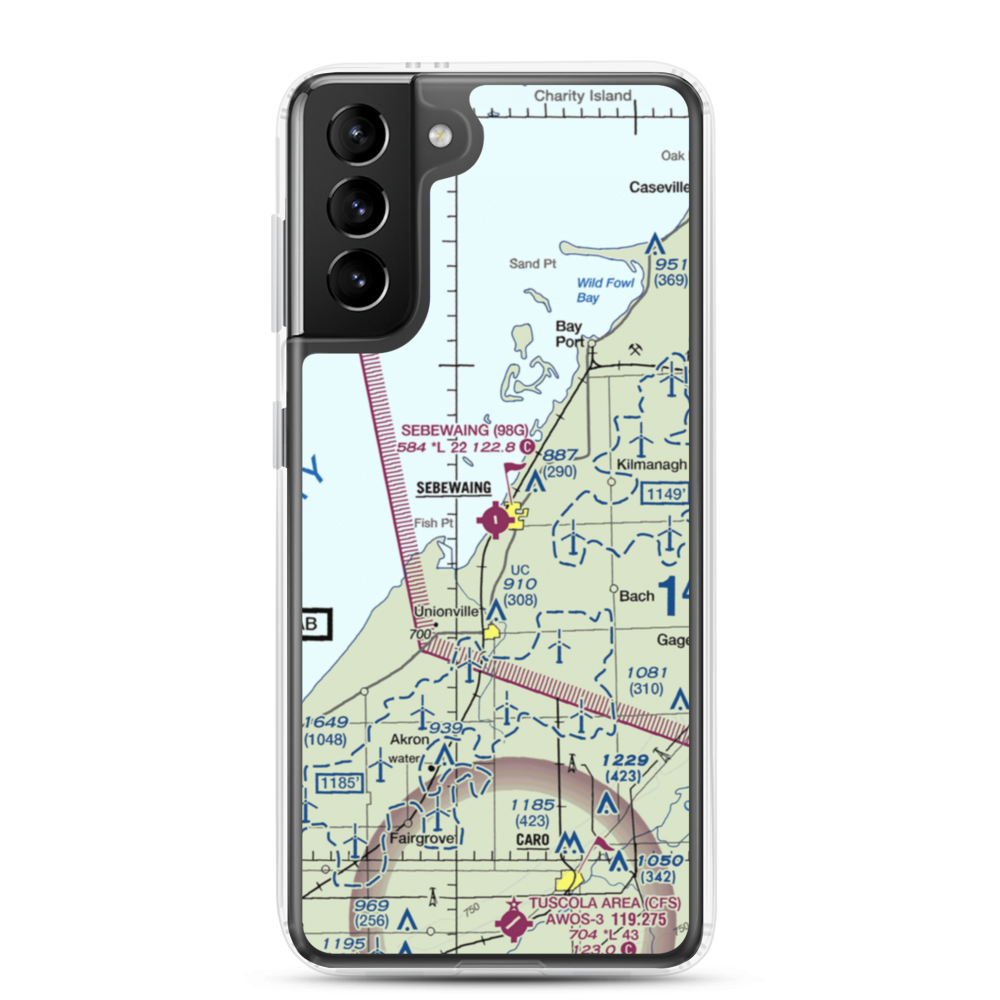 Sebewaing Township Airport (98G) VFR Sectional Samsung Case Samsung Galaxy S21 Plus model shown