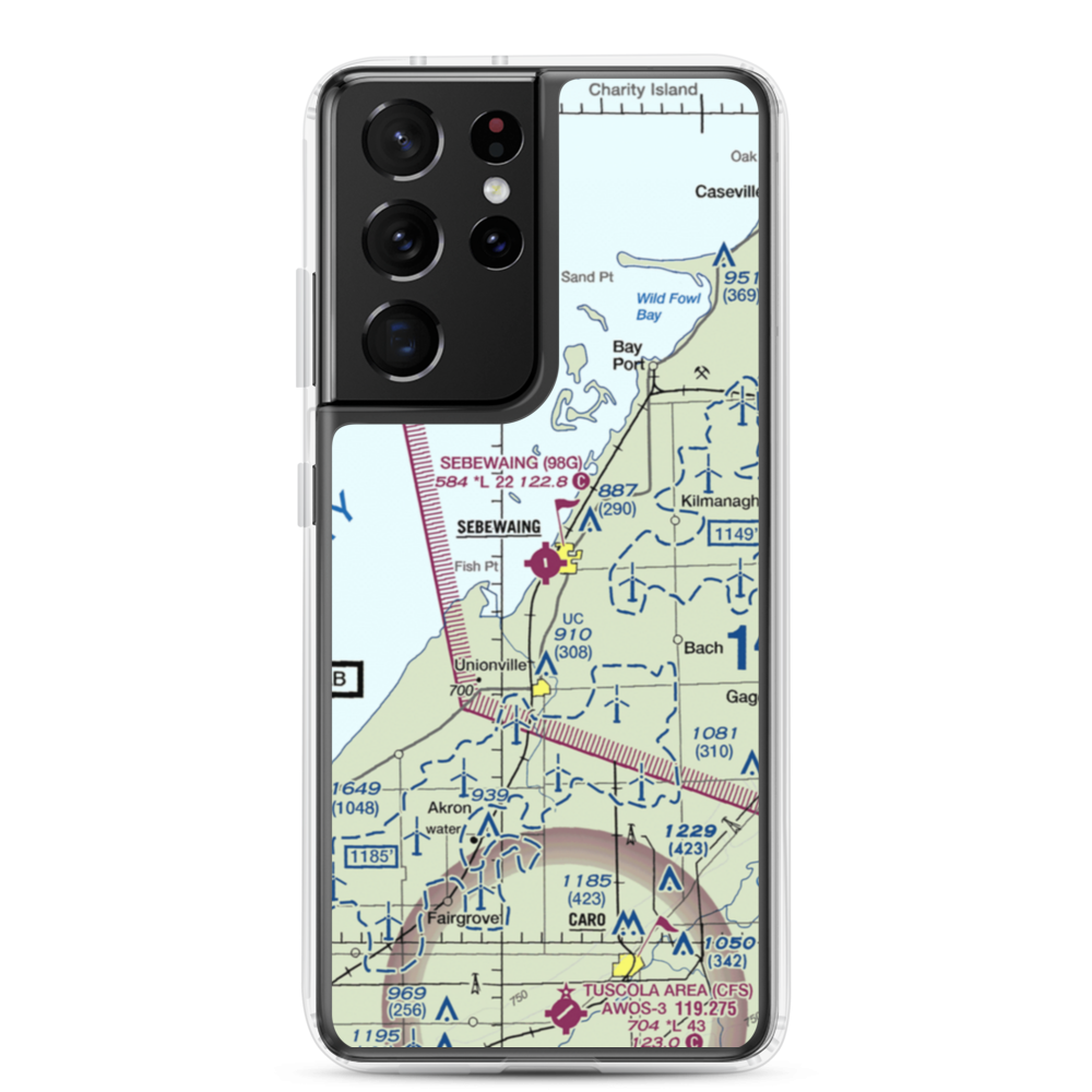 Sebewaing Township Airport (98G) VFR Sectional Samsung Case Samsung Galaxy S21 Ultra model shown