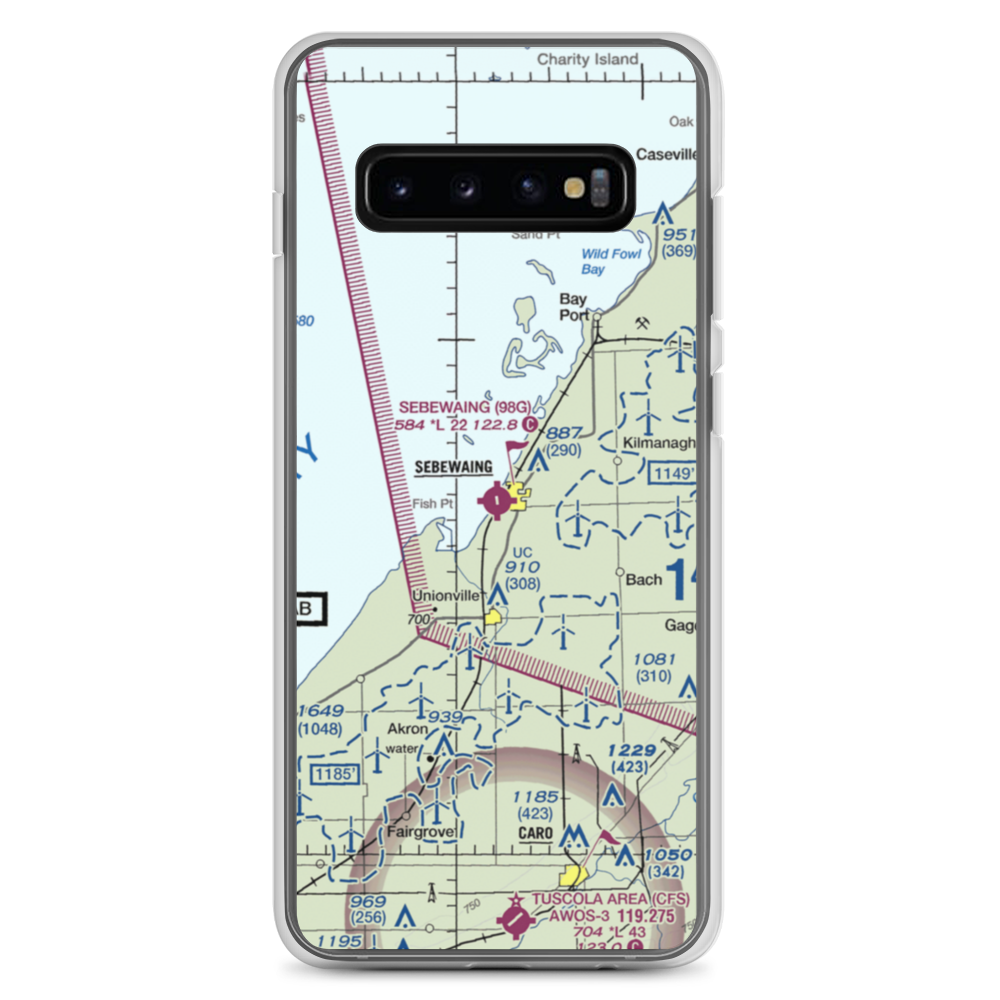 Sebewaing Township Airport (98G) VFR Sectional Samsung Case Samsung Galaxy S10+ model shown