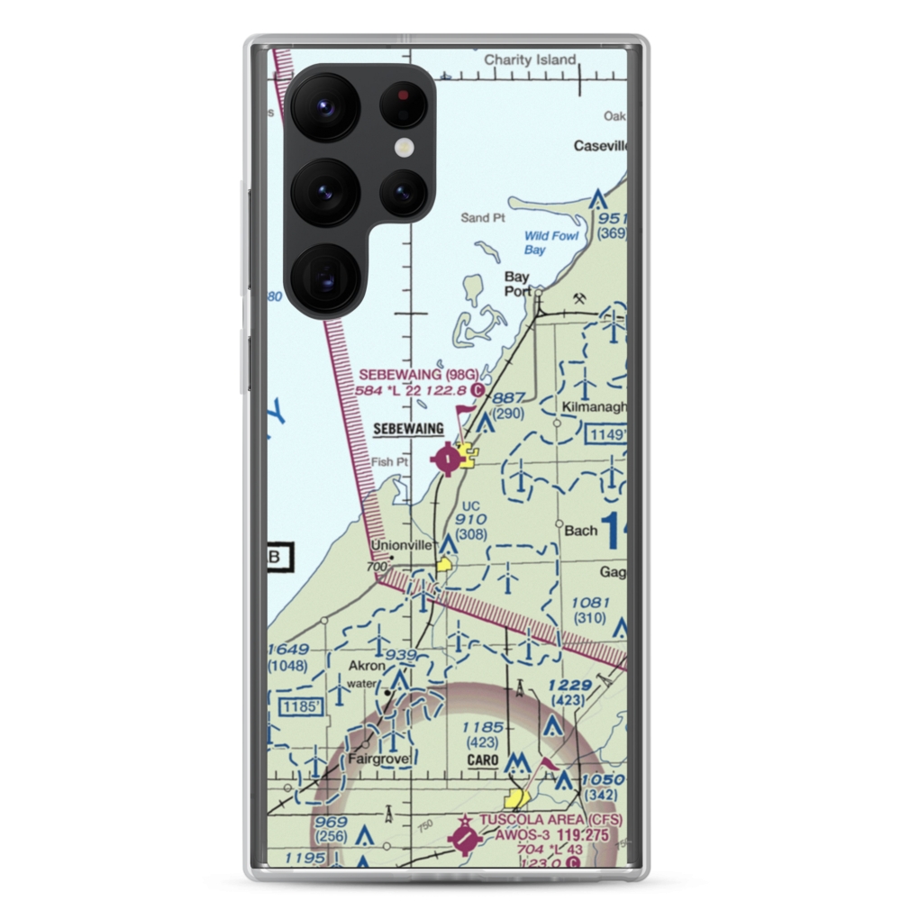 Sebewaing Township Airport (98G) VFR Sectional Samsung Case Samsung Galaxy S22 Ultra model shown
