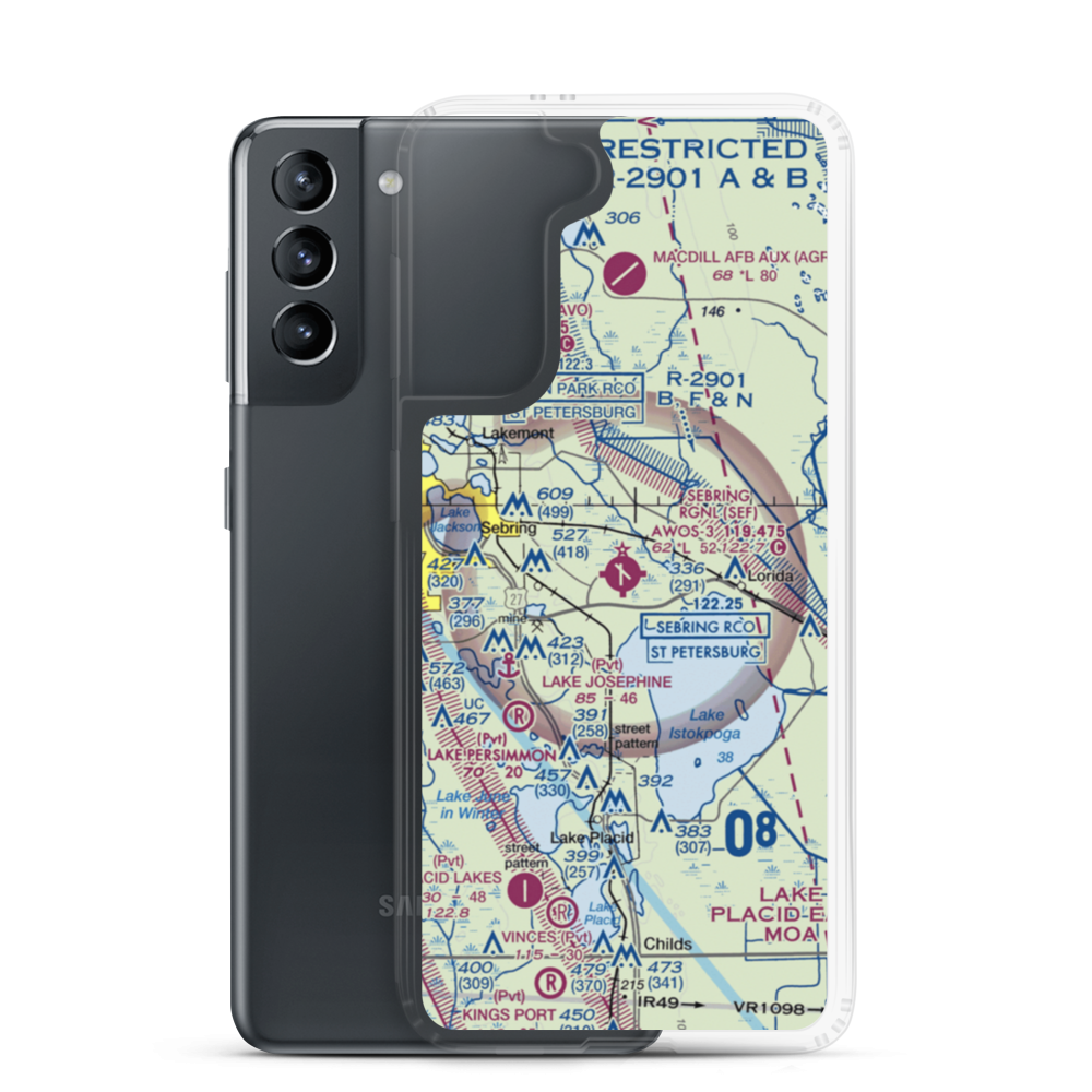 Sebring Regional Airport (SEF) VFR Sectional Samsung Case Samsung Galaxy S21 model shown