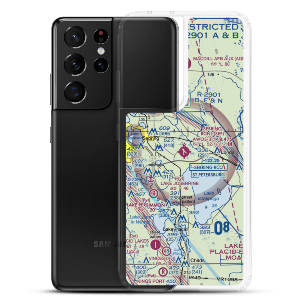 Sebring Regional Airport (SEF) VFR Sectional Samsung Case Samsung Galaxy S21 Ultra model shown