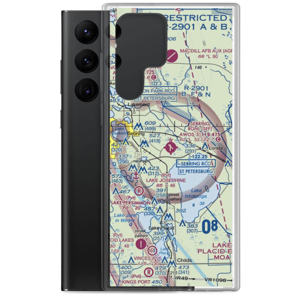 Sebring Regional Airport (SEF) VFR Sectional Samsung Case Samsung Galaxy S22 Ultra model shown