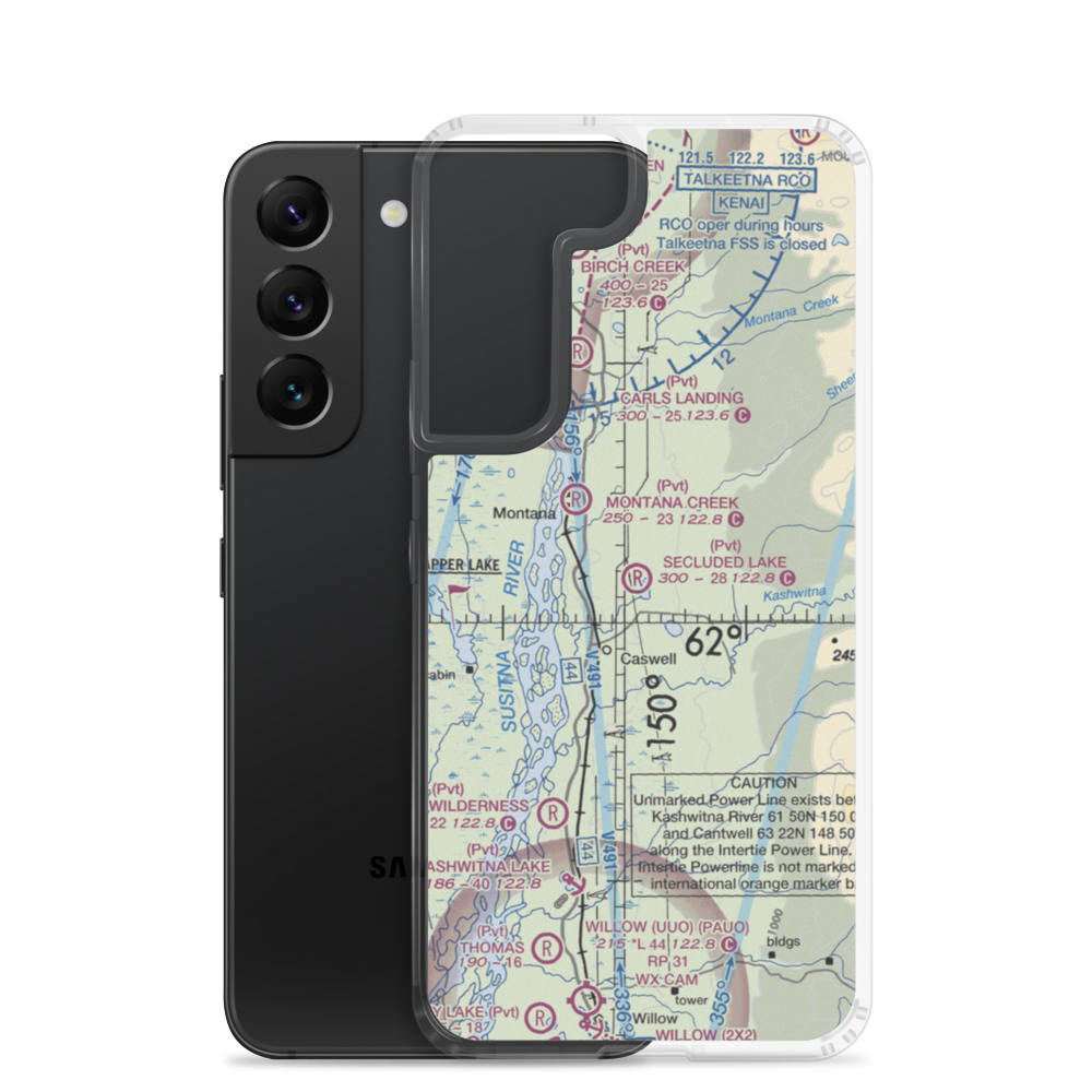Secluded Lake Airport (49AK) VFR Sectional Samsung Case Samsung Galaxy S22 model shown