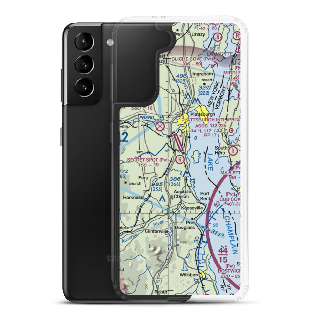Secret Spot Airport (3NK5) VFR Sectional Samsung Case Samsung Galaxy S21 Plus model shown