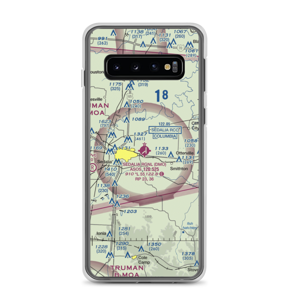 Sedalia Memorial Airport (DMO) VFR Sectional Samsung Case Samsung Galaxy S10 model shown