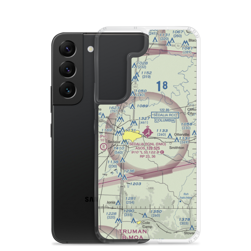 Sedalia Memorial Airport (DMO) VFR Sectional Samsung Case Samsung Galaxy S22 model shown