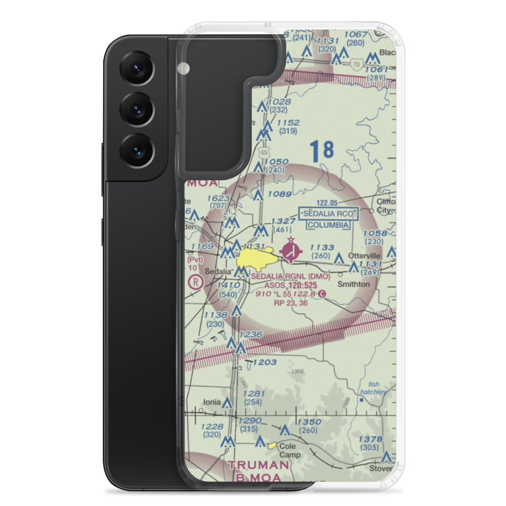 Sedalia Memorial Airport (DMO) VFR Sectional Samsung Case Samsung Galaxy S22 Plus model shown