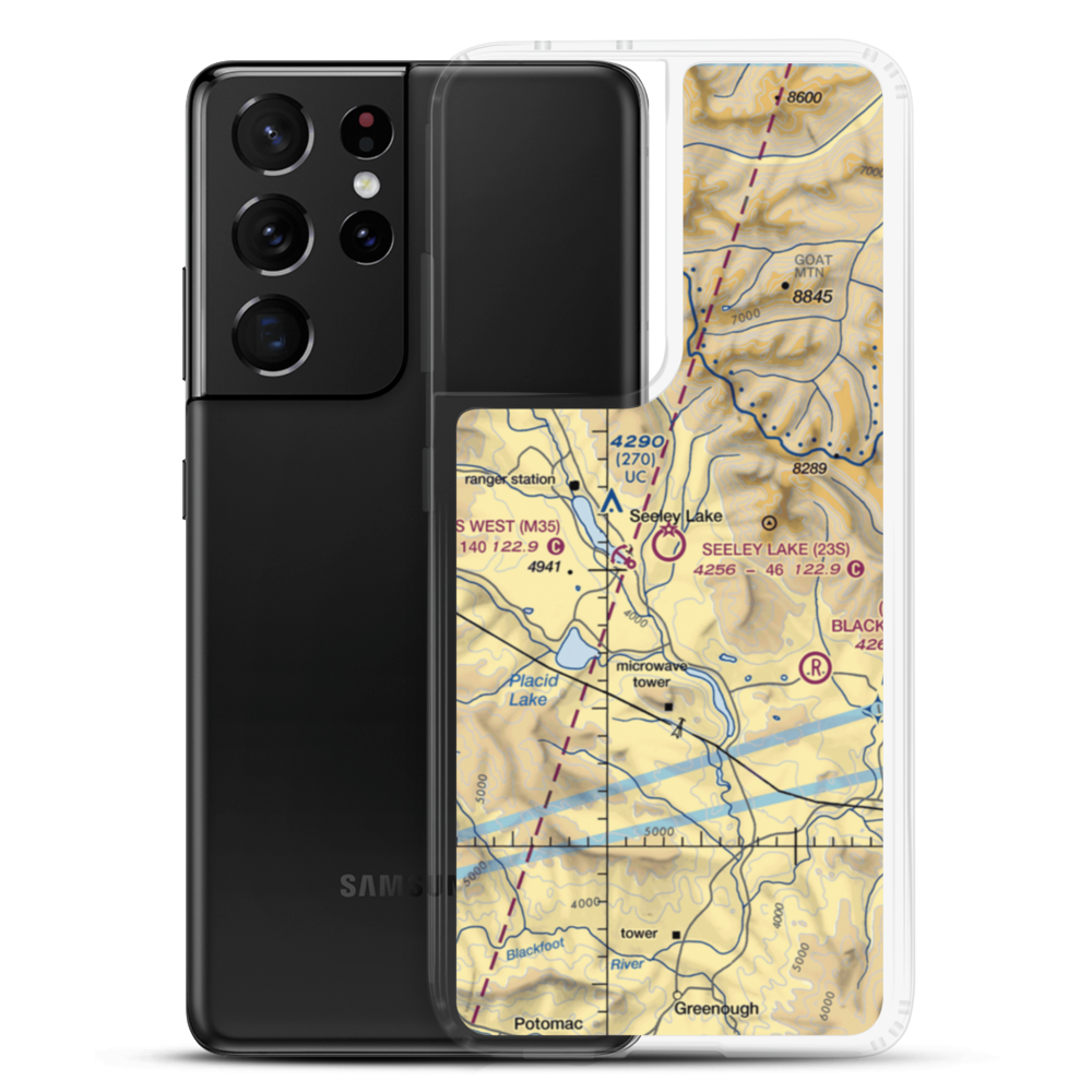 Seeley Lake Airport (23S) VFR Sectional Samsung Case Samsung Galaxy S21 Ultra model shown