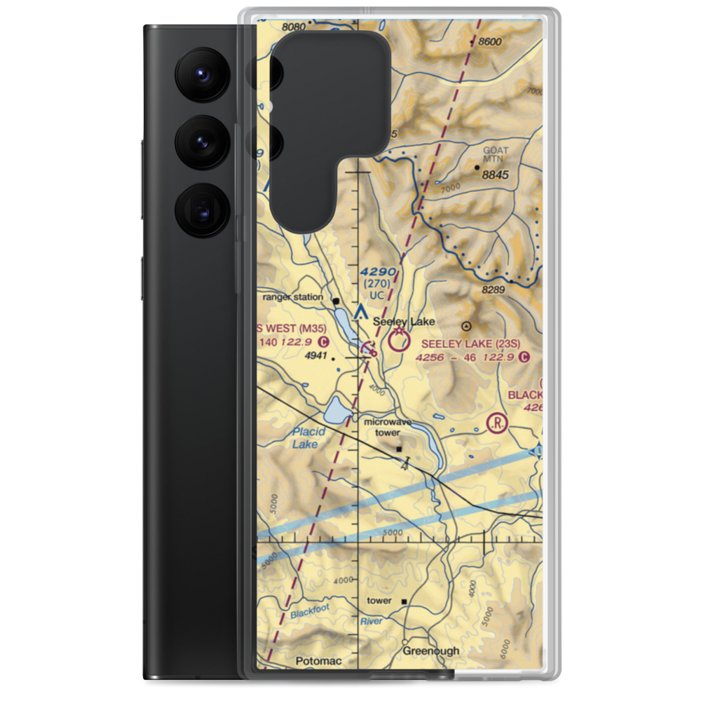 Seeley Lake Airport (23S) VFR Sectional Samsung Case Samsung Galaxy S22 Ultra model shown