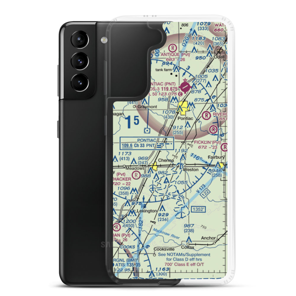 Seeman Airport (31LL) VFR Sectional Samsung Case Samsung Galaxy S21 Plus model shown