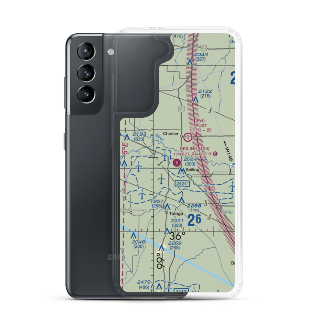 Seiling Airport (1S4) VFR Sectional Samsung Case Samsung Galaxy S21 model shown