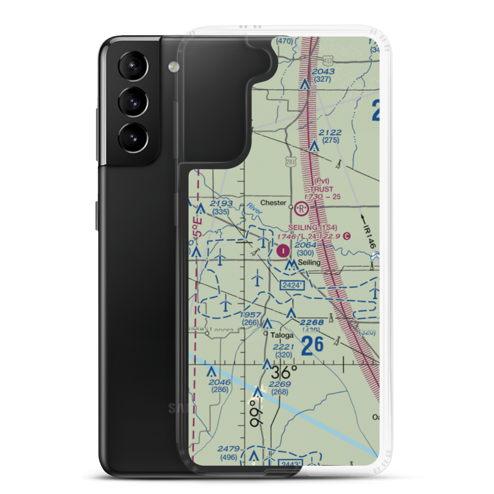 Seiling Airport (1S4) VFR Sectional Samsung Case Samsung Galaxy S21 Plus model shown