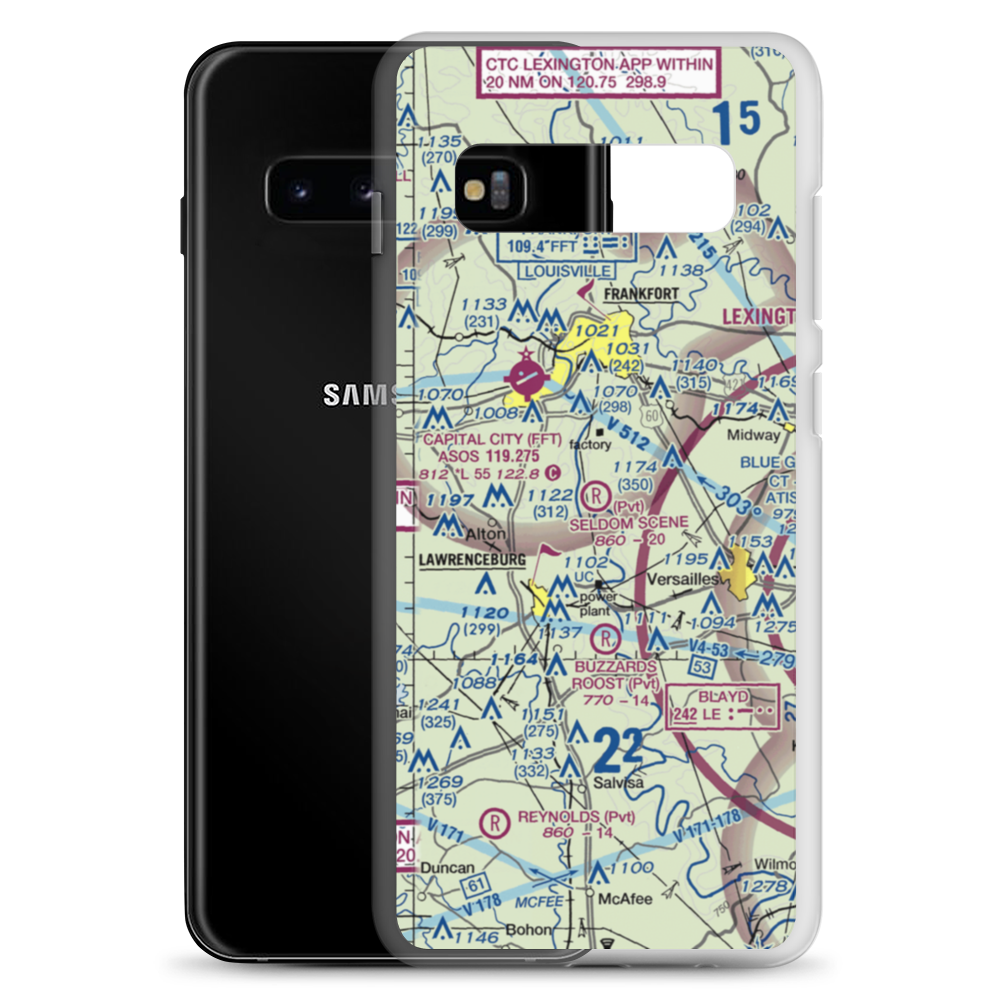 Seldom Scene Airport (2KY8) VFR Sectional Samsung Case Samsung Galaxy S10+ model shown