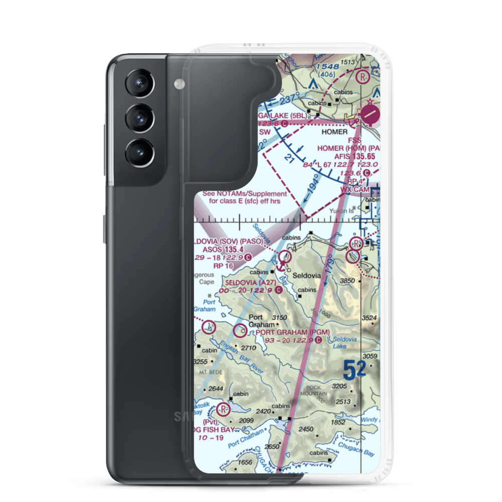 Seldovia Airport (SOV) VFR Sectional Samsung Case Samsung Galaxy S21 model shown