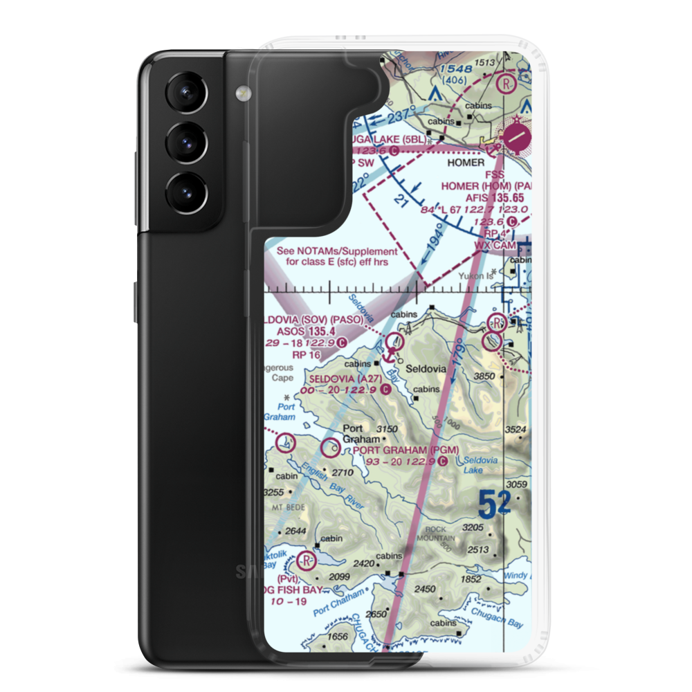 Seldovia Airport (SOV) VFR Sectional Samsung Case Samsung Galaxy S21 Plus model shown
