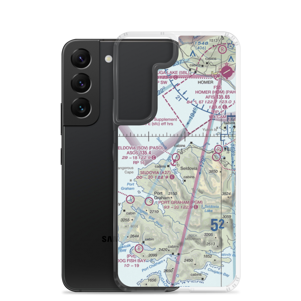 Seldovia Airport (SOV) VFR Sectional Samsung Case Samsung Galaxy S22 model shown