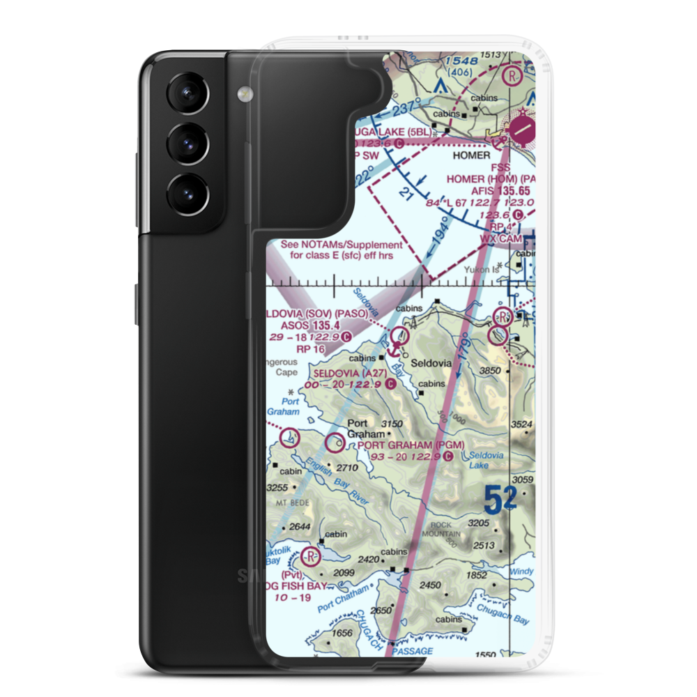 Seldovia Seaplane Base (A27) VFR Sectional Samsung Case Samsung Galaxy S21 Plus model shown