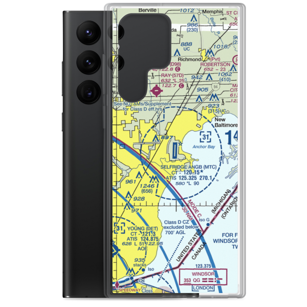 Selfridge Air National Guard Base Airport (MTC) VFR Sectional Samsung Case Samsung Galaxy S22 Ultra model shown