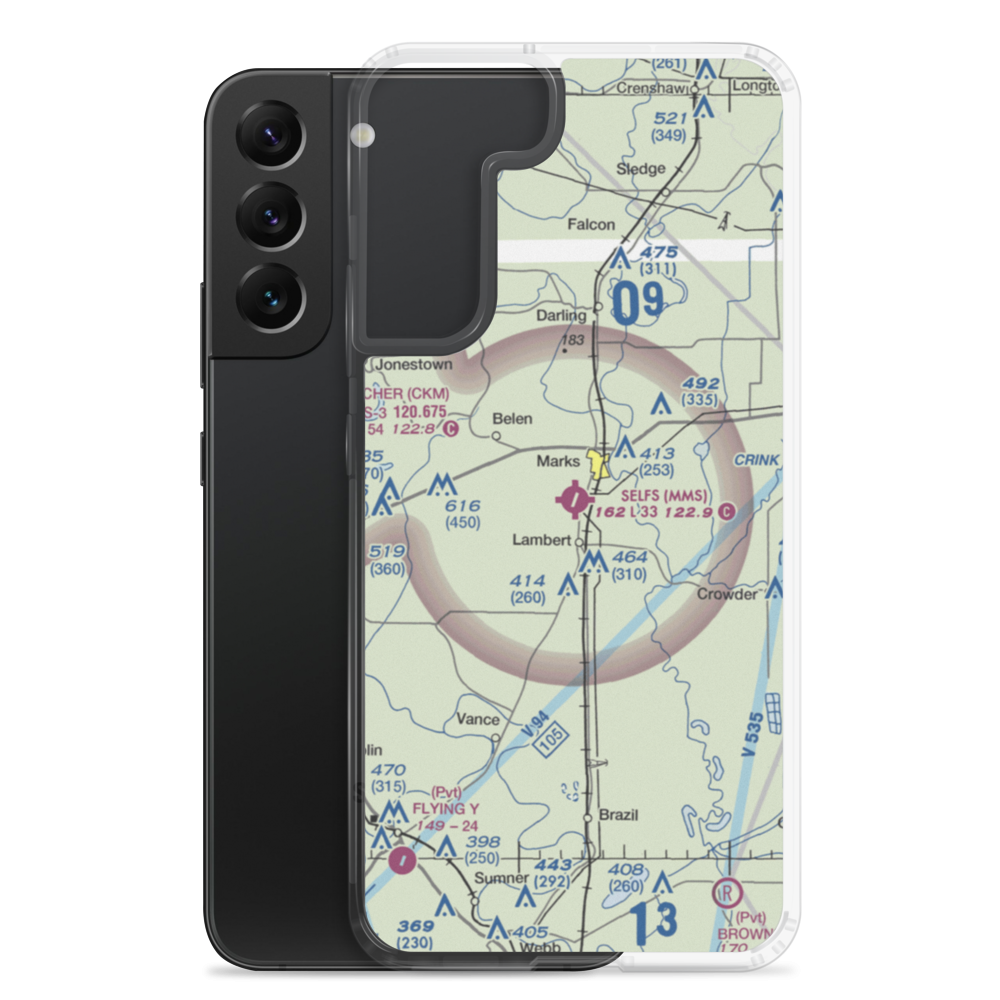 Selfs Airport (MMS) VFR Sectional Samsung Case Samsung Galaxy S22 Plus model shown