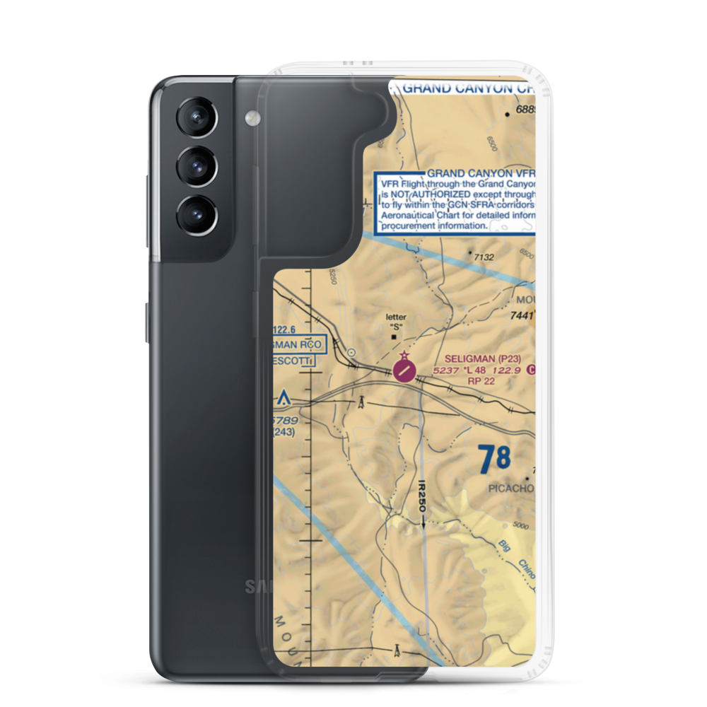 Seligman Airport (P23) VFR Sectional Samsung Case Samsung Galaxy S21 model shown