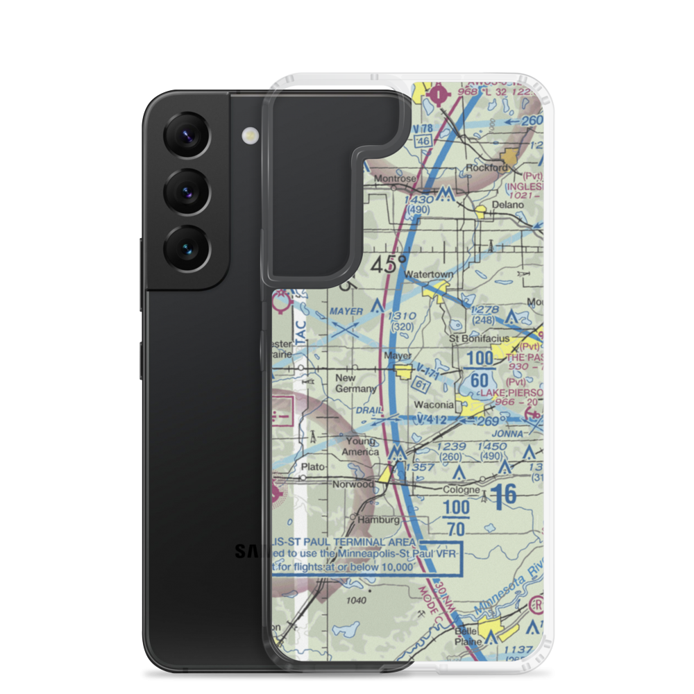 Sell's Flying Field (54MN) VFR Sectional Samsung Case Samsung Galaxy S22 model shown