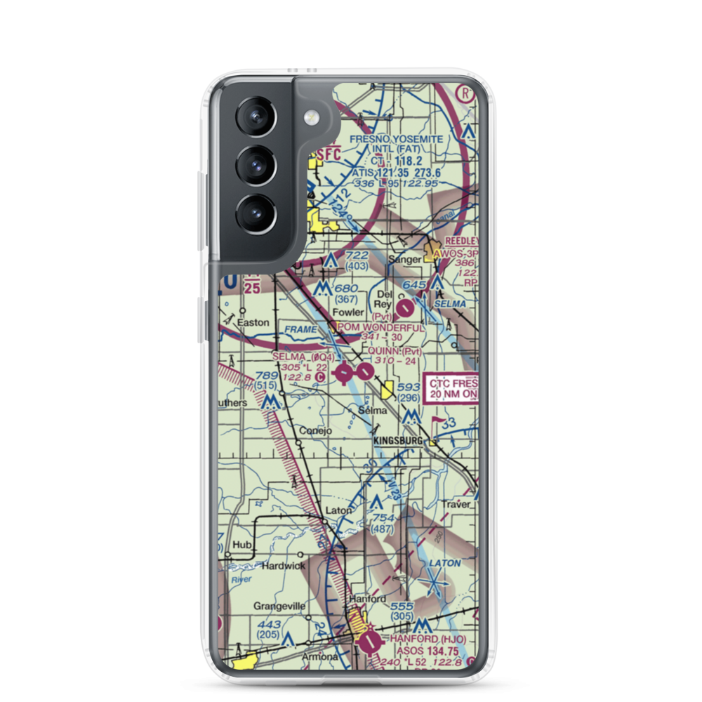 Selma Airport (0Q4) VFR Sectional Samsung Case Samsung Galaxy S21 model shown
