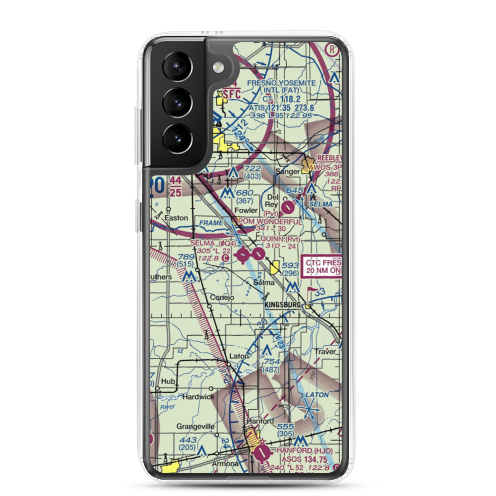 Selma Airport (0Q4) VFR Sectional Samsung Case Samsung Galaxy S21 Plus model shown