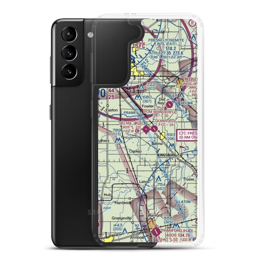 Selma Airport (0Q4) VFR Sectional Samsung Case Samsung Galaxy S21 Plus model shown