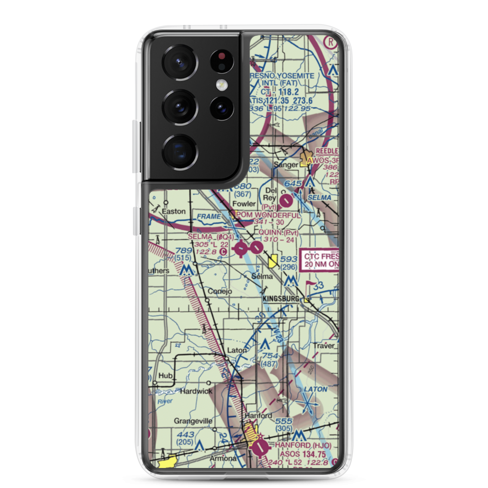 Selma Airport (0Q4) VFR Sectional Samsung Case Samsung Galaxy S21 Ultra model shown