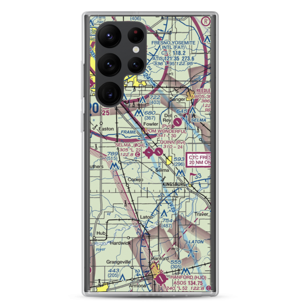 Selma Airport (0Q4) VFR Sectional Samsung Case Samsung Galaxy S22 Ultra model shown