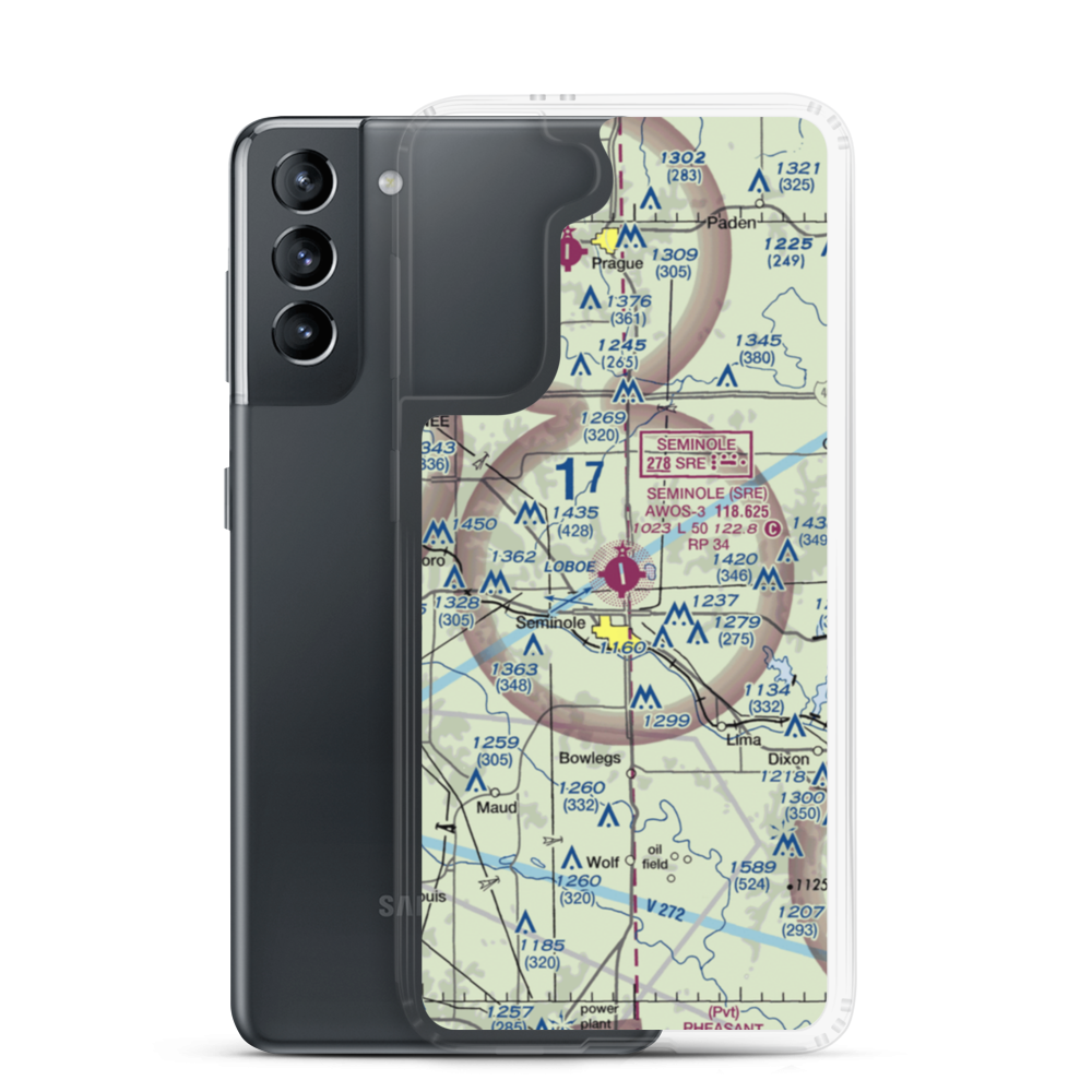 Seminole Municipal Airport (SRE) VFR Sectional Samsung Case Samsung Galaxy S21 model shown