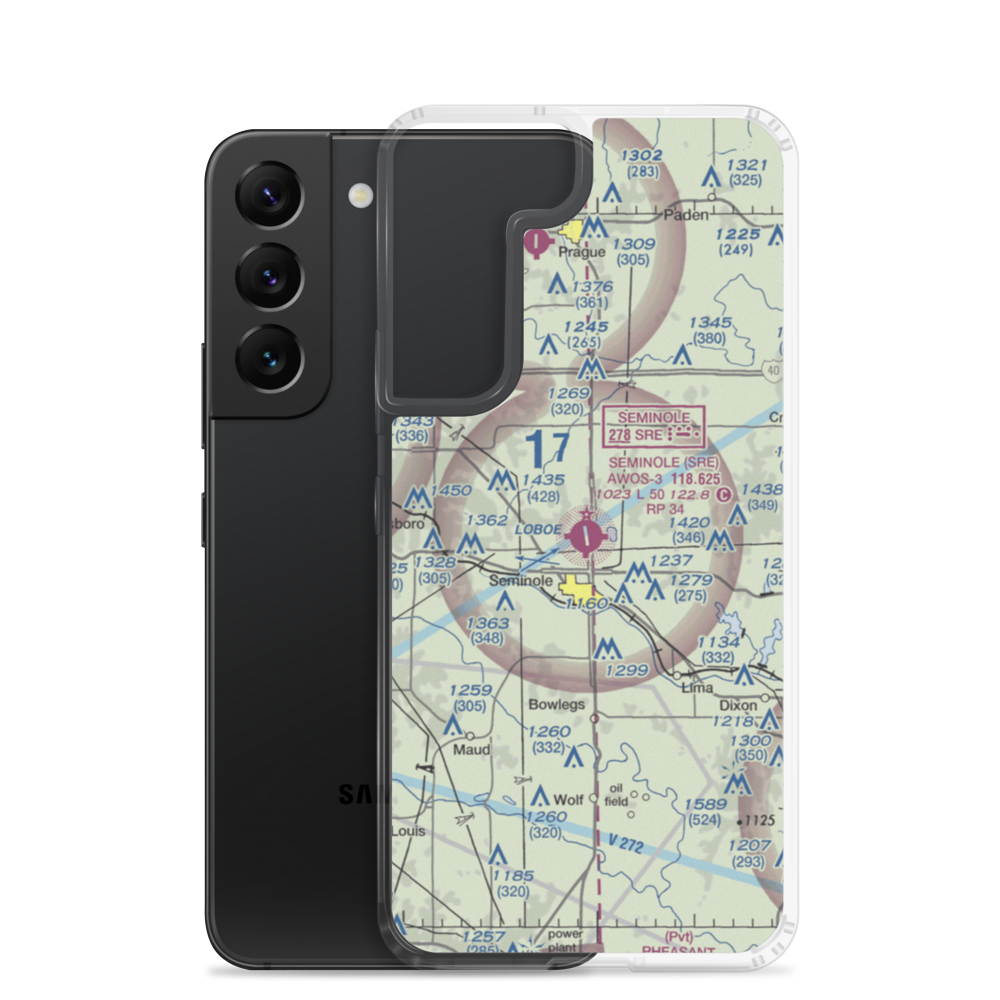 Seminole Municipal Airport (SRE) VFR Sectional Samsung Case Samsung Galaxy S22 model shown