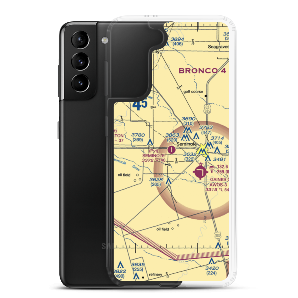 Seminole Spraying Service Airport (39TE) VFR Sectional Samsung Case Samsung Galaxy S21 Plus model shown