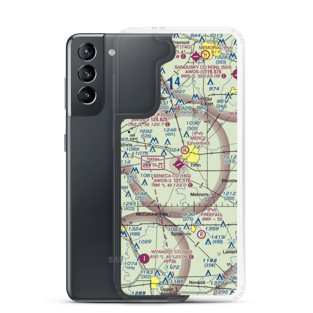 Seneca County Airport (16G) VFR Sectional Samsung Case Samsung Galaxy S21 model shown