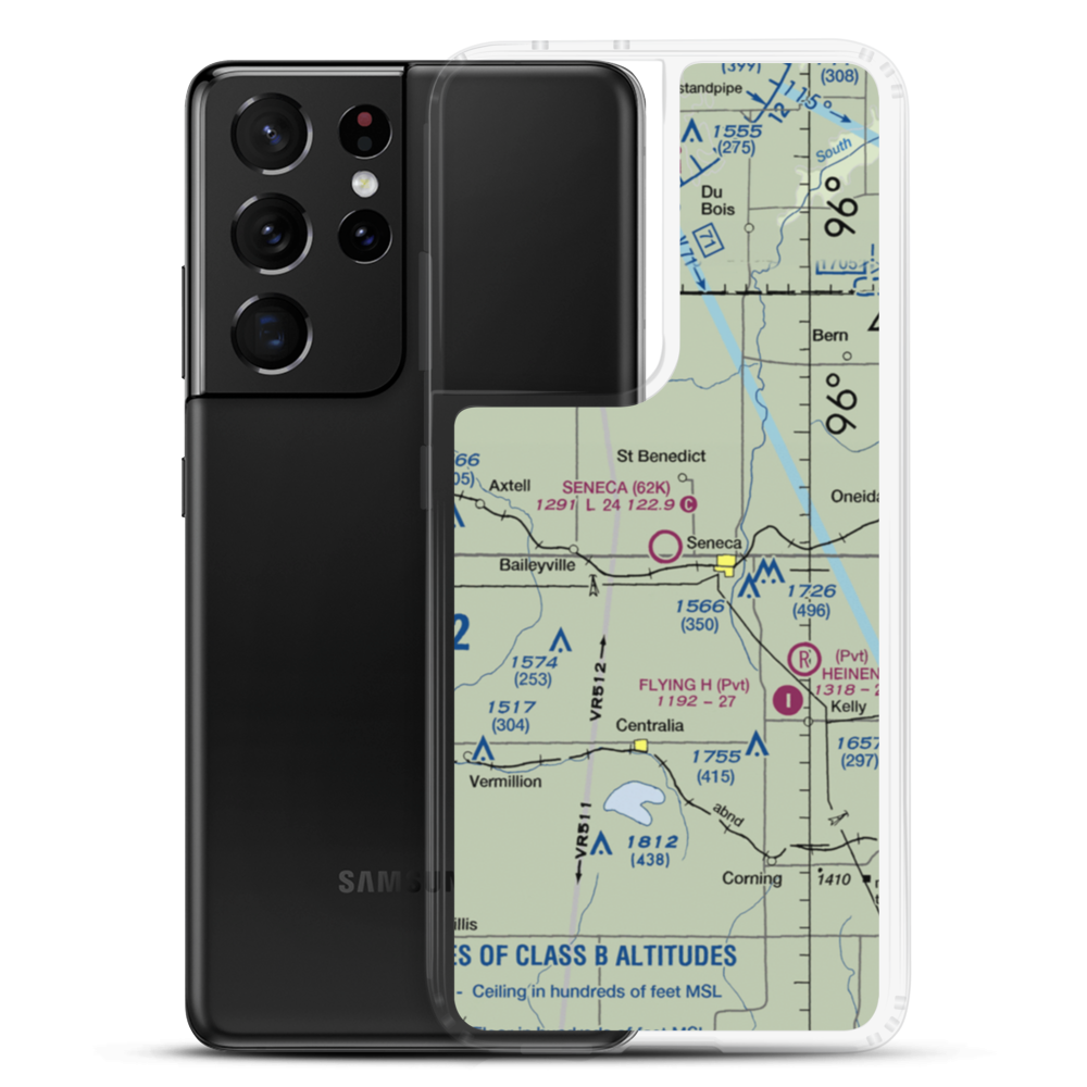 Seneca Municipal Airport (62K) VFR Sectional Samsung Case Samsung Galaxy S21 Ultra model shown