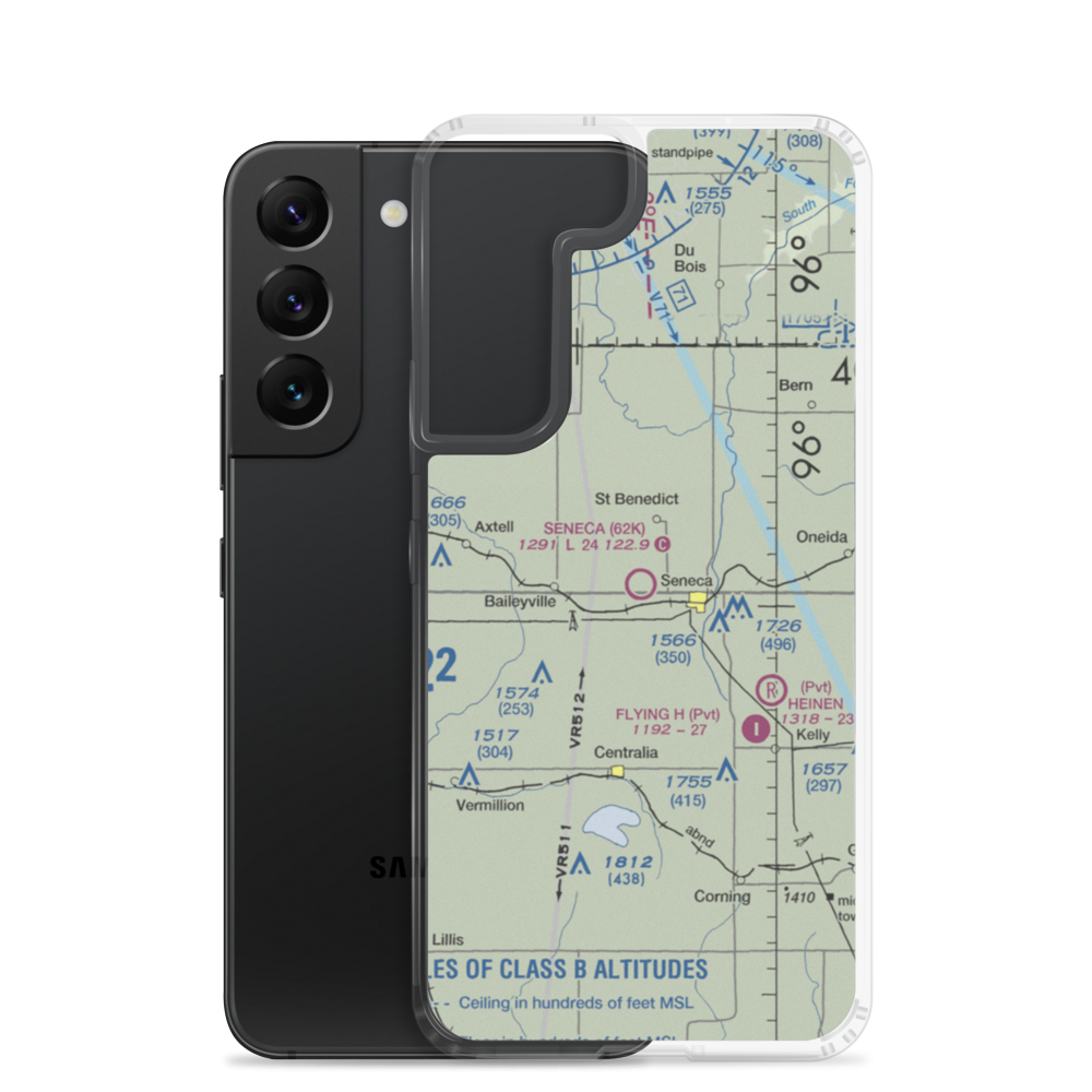 Seneca Municipal Airport (62K) VFR Sectional Samsung Case Samsung Galaxy S22 model shown