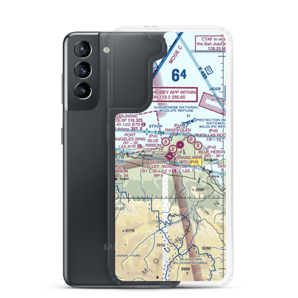 Sequim Valley Airport (W28) VFR Sectional Samsung Case Samsung Galaxy S21 model shown