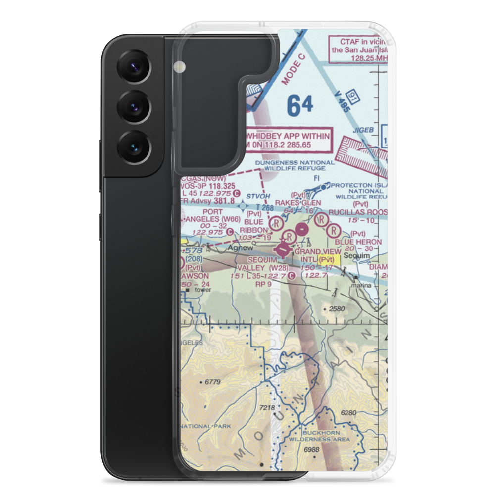 Sequim Valley Airport (W28) VFR Sectional Samsung Case Samsung Galaxy S22 Plus model shown