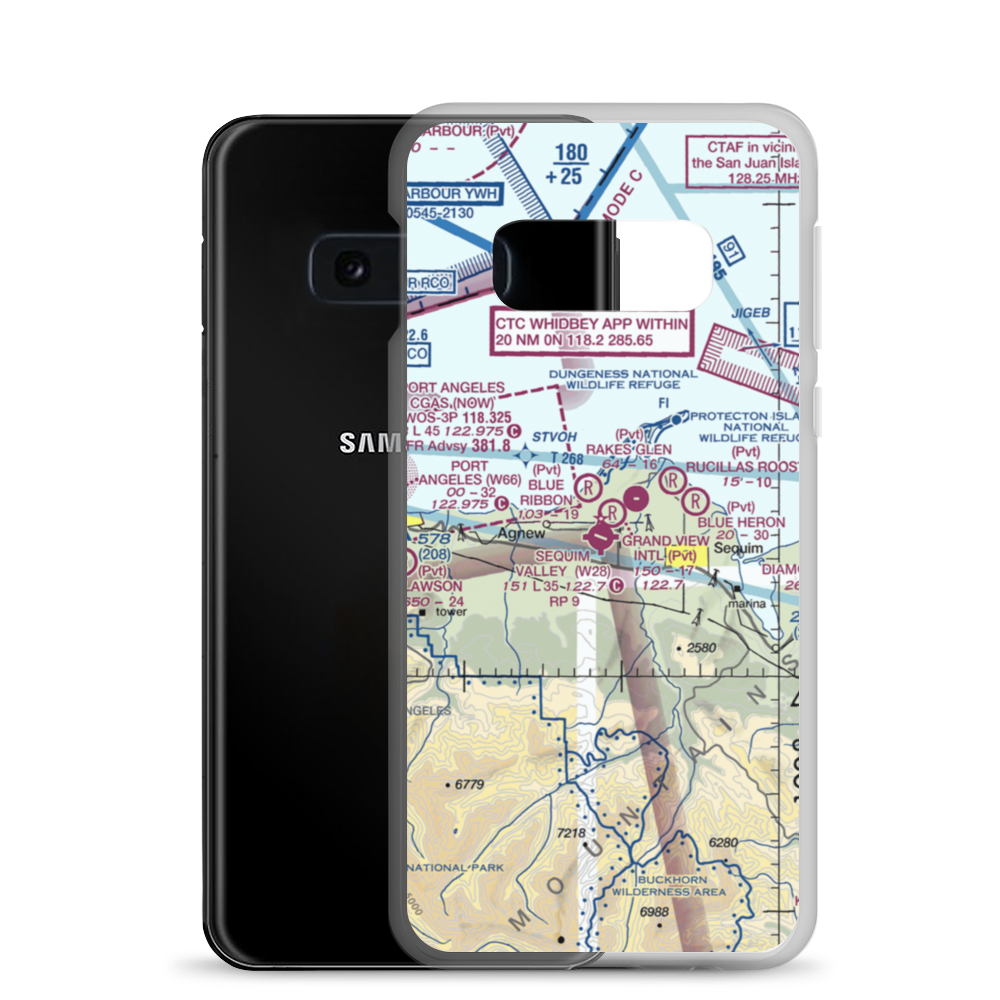 Sequim Valley Airport (W28) VFR Sectional Samsung Case Samsung Galaxy S10e model shown