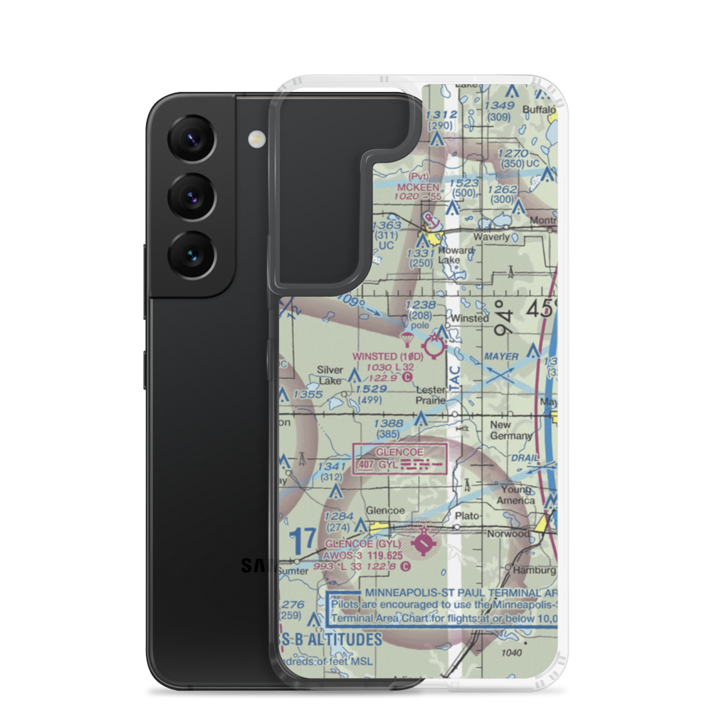 Serenity Airport (MN99) VFR Sectional Samsung Case Samsung Galaxy S22 model shown