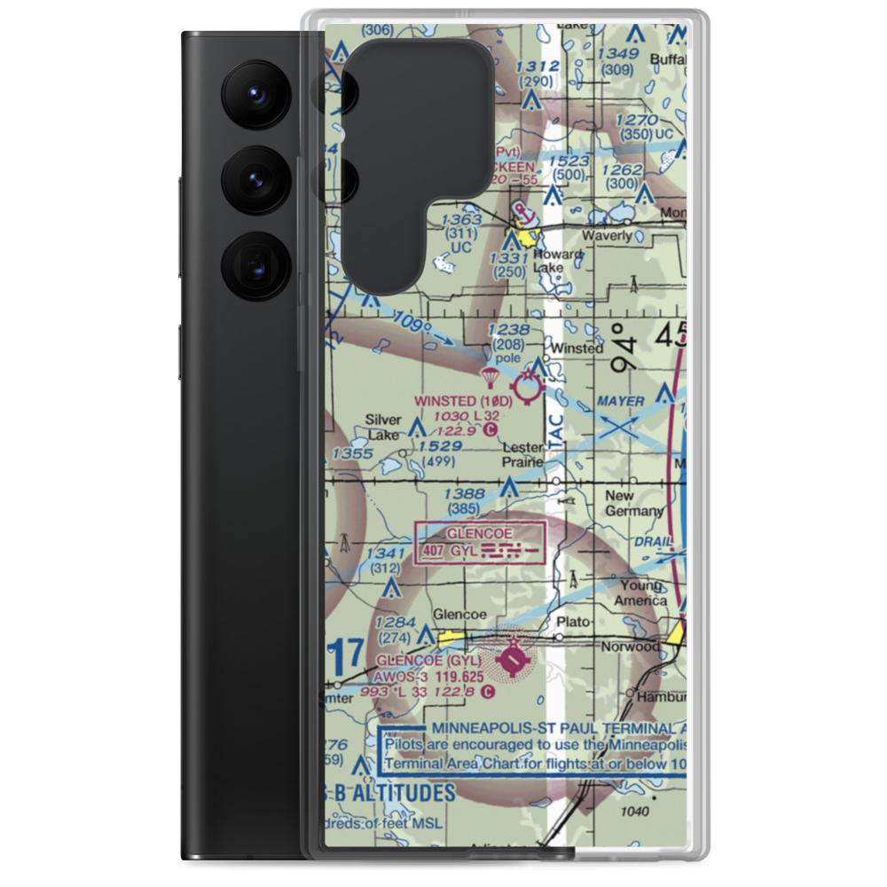 Serenity Airport (MN99) VFR Sectional Samsung Case Samsung Galaxy S22 Ultra model shown