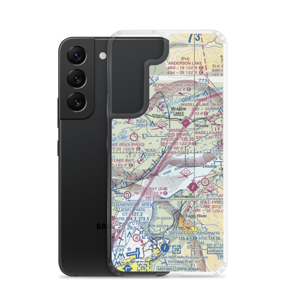 Settlers Bay Airstrip (41AK) VFR Sectional Samsung Case Samsung Galaxy S22 model shown
