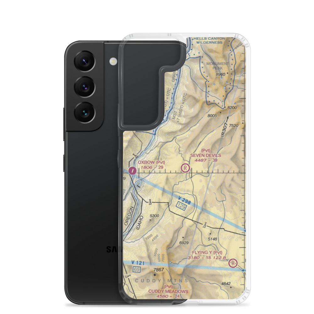 Seven Devils Airport (ID17) VFR Sectional Samsung Case Samsung Galaxy S22 model shown