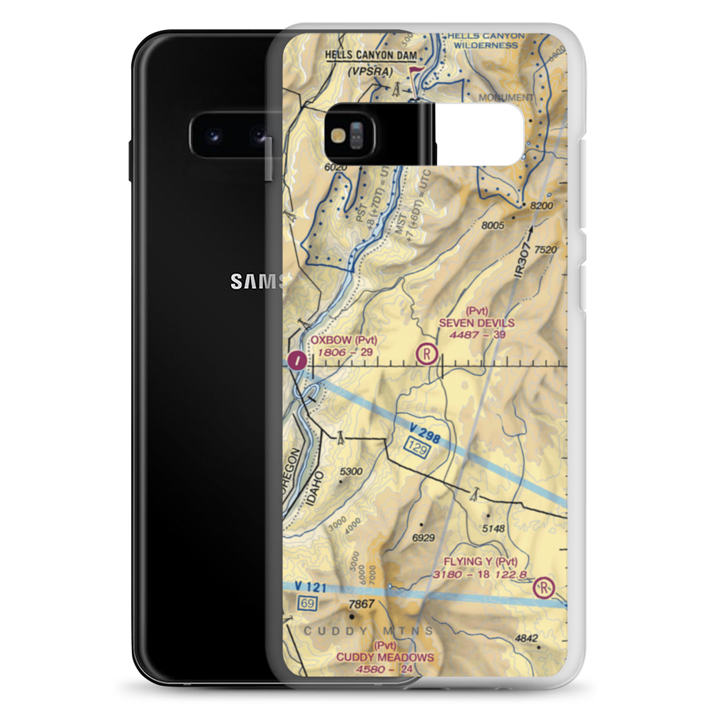 Seven Devils Airport (ID17) VFR Sectional Samsung Case Samsung Galaxy S10+ model shown